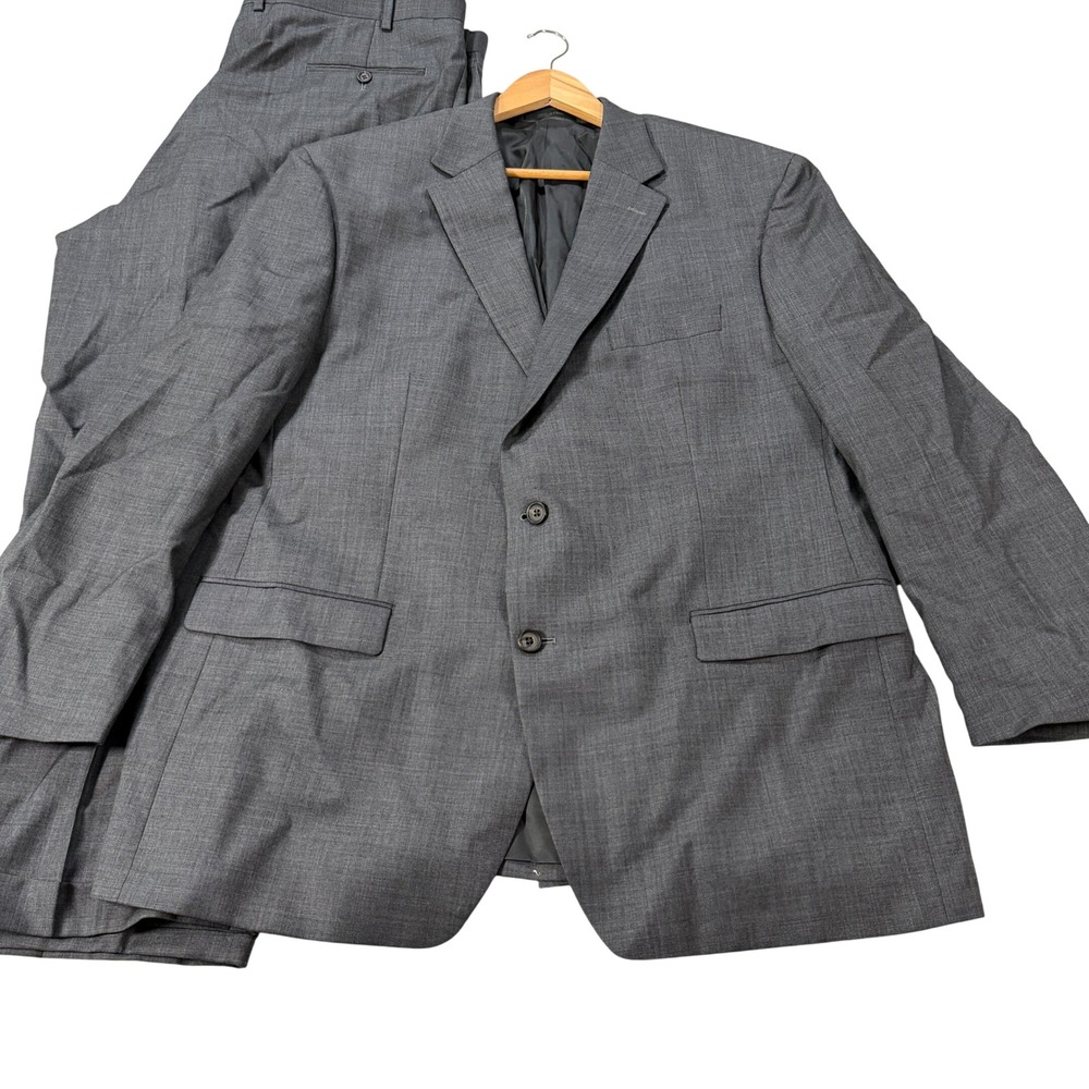Lauren Ralph Lauren Mens 48R Gray Wool 2-Button Pleated Cuffed Suit 42x28 Preppy